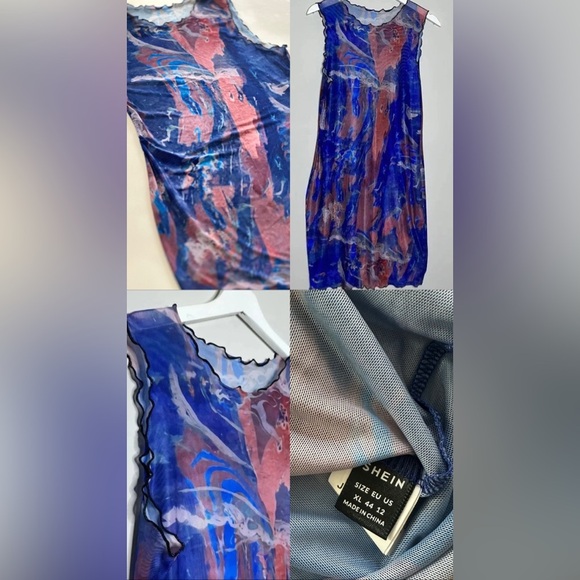 Shein Blue and Pink Sleeveless cover up - Picture 1 of 7